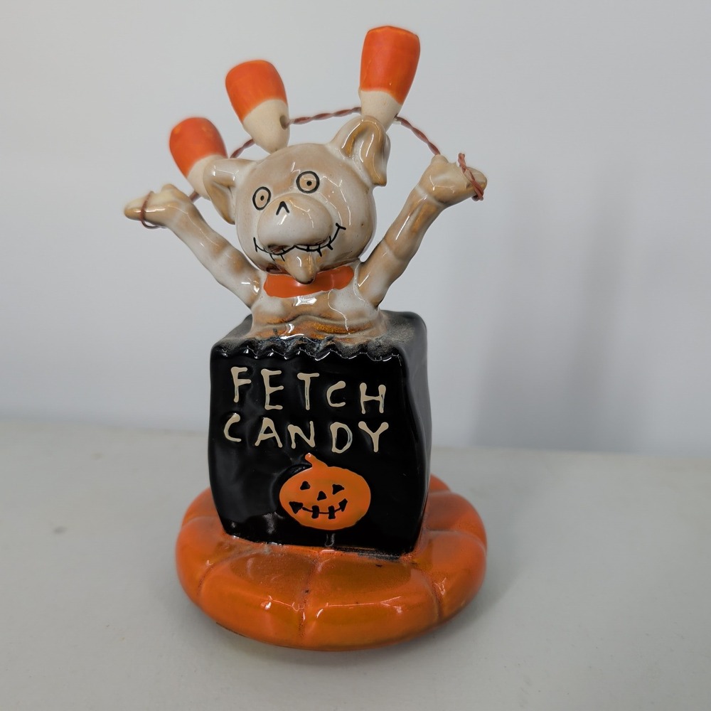 Yankee Candle Boney Bunch 2016 Fetch Candy Jar Topper Halloween Dog 1521665